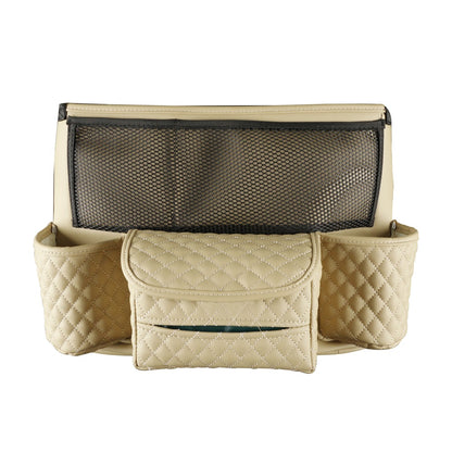 1130 Leather Car Seat Middle Bag Vehicle Central Control Multi Pockets Phone Sundries Storage Bag