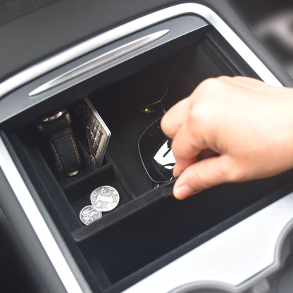 For Tesla Model 3 / Model Y 1 Set Center Console Organizer Tray Armrest Hidden Storage Box Container