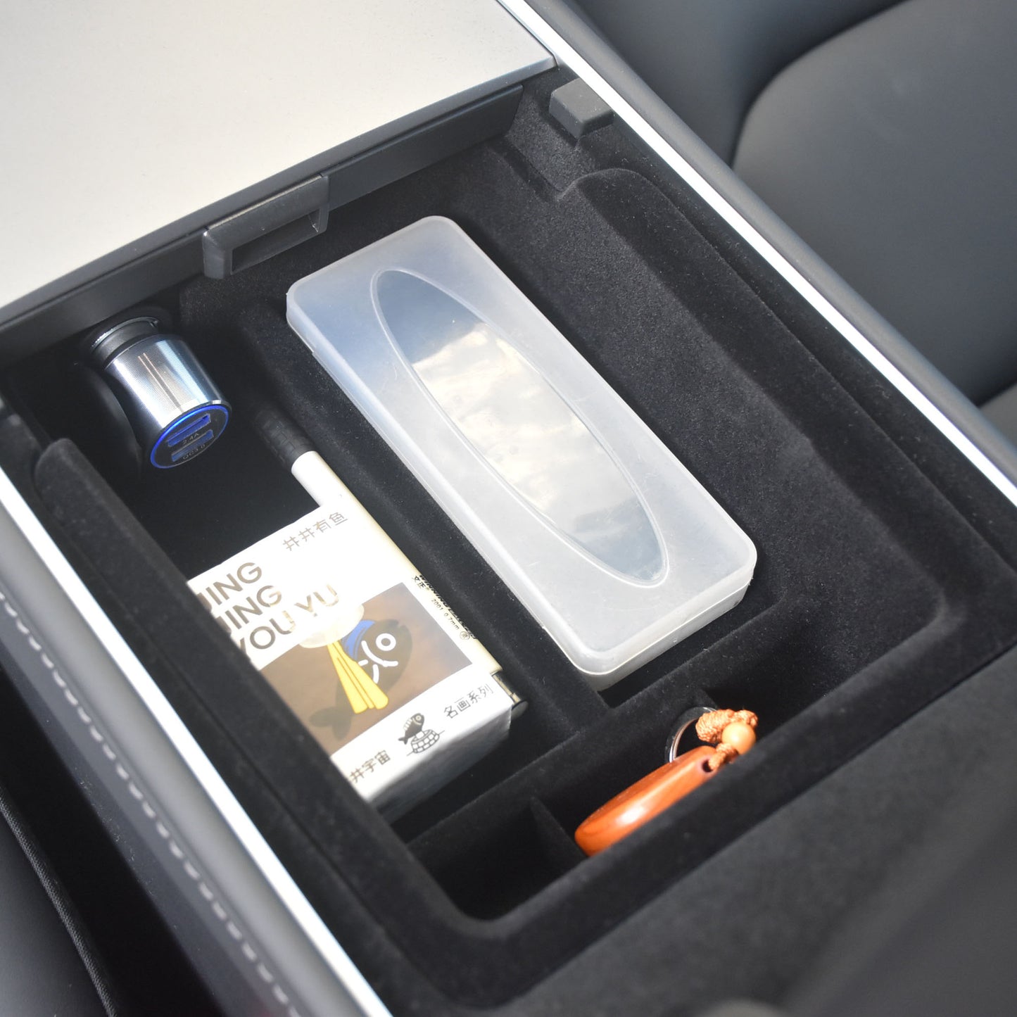 For Tesla Model 3 / Model Y 1 Set Center Console Organizer Tray Armrest Hidden Storage Box Container