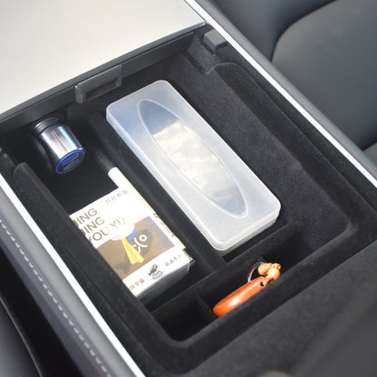 For Tesla Model 3 / Model Y 1 Set Center Console Organizer Tray Armrest Hidden Storage Box Container
