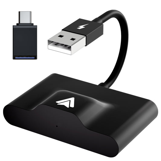 THT-020-3+ Wireless Android Auto Adapter Wired to Wireless CarPlay Converter Support USB and Type-C Port
