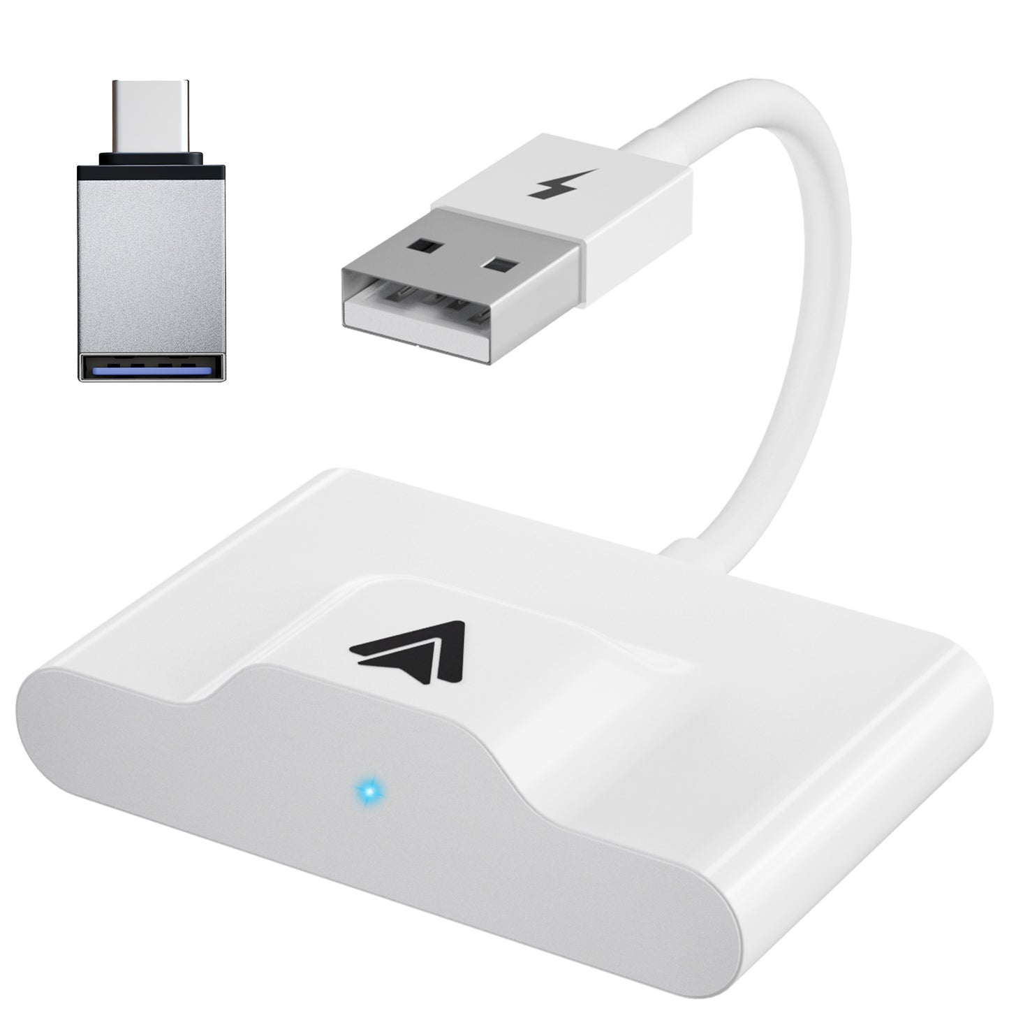 THT-020-3+ Wireless Android Auto Adapter Wired to Wireless CarPlay Converter Support USB and Type-C Port