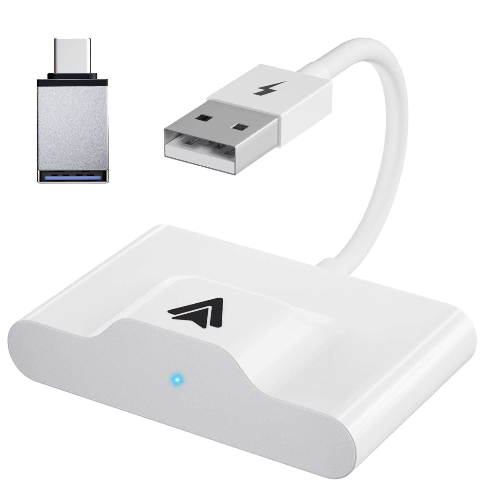 THT-020-3+ Wireless Android Auto Adapter Wired to Wireless CarPlay Converter Support USB and Type-C Port