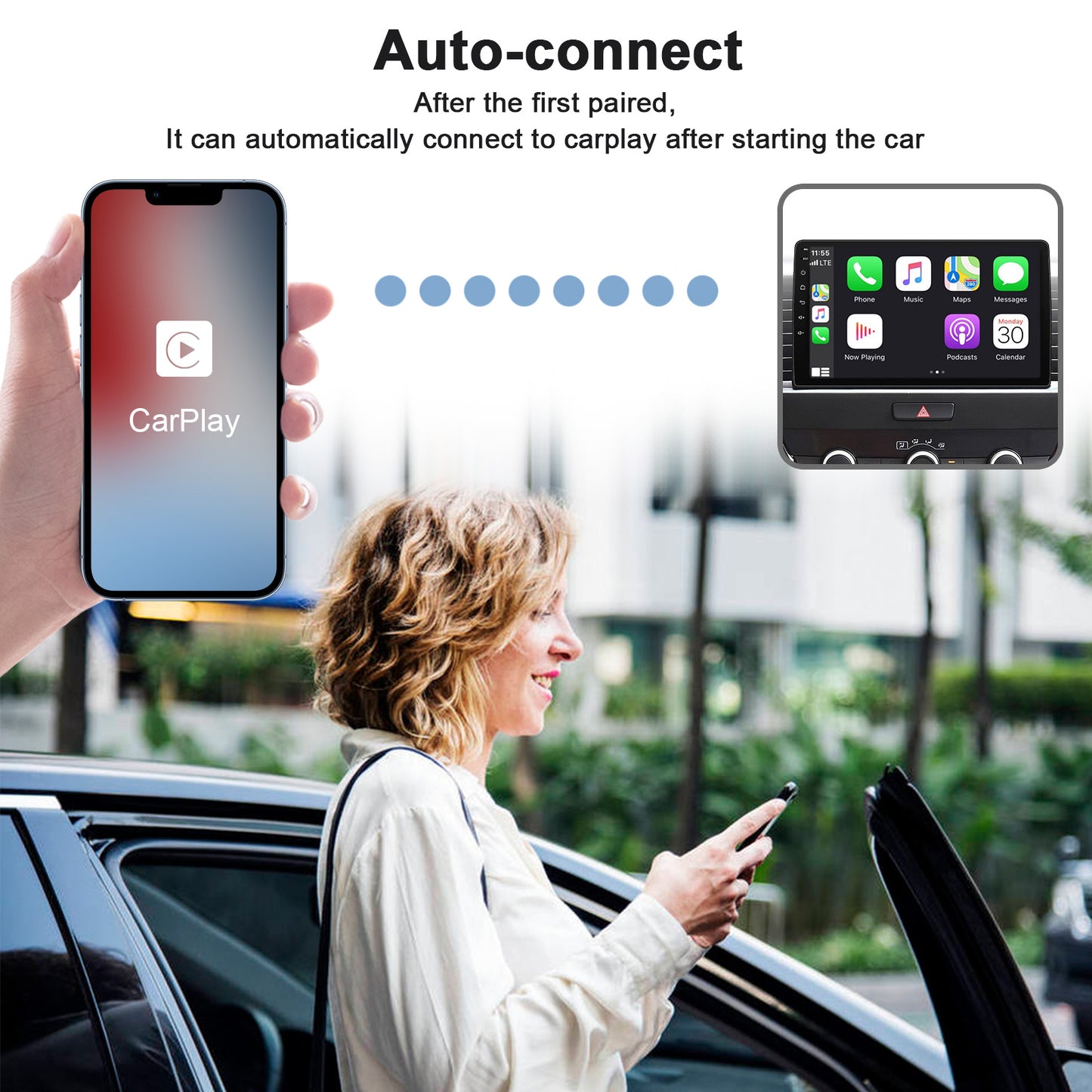 THT-020-2 iP Wireless CarPlay Converter Dongle for Wired CarPlay Car Adapter Support Online Update, Plug & Play