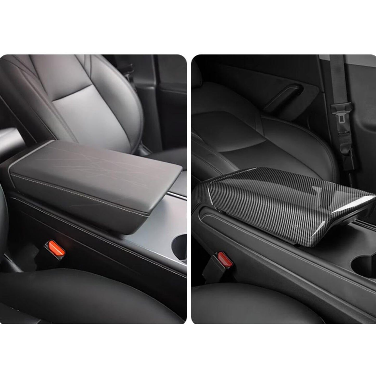 M30246 ABS Car Armrest Box Cover for Tesla Model 3 17-22 / Model Y 21-22 Central Control Armrest Interior Decor