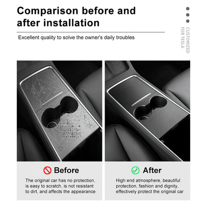 M30246 For Tesla Model 3 17-22 / Model Y 21-22 Car Center Console Cover Protector PU Central Control Panel Sticker