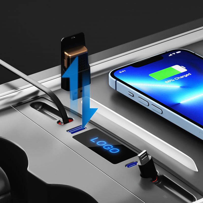 Docking Station USB Hub for Tesla Model 3 / Y (Above 2021) , Extension Cable Charger Multi-Port Hub Adapter