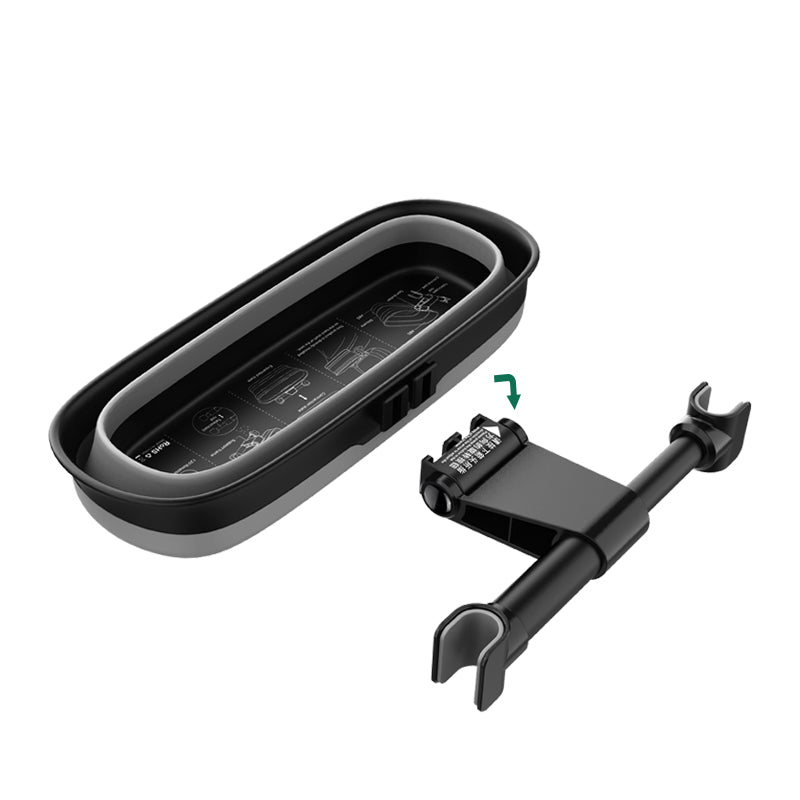L65 Car Rear Seat Headrest Storage Box ABS+TPU Headrest Organizer Case with Mirror Function