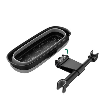 L65 Car Rear Seat Headrest Storage Box ABS+TPU Headrest Organizer Case with Mirror Function