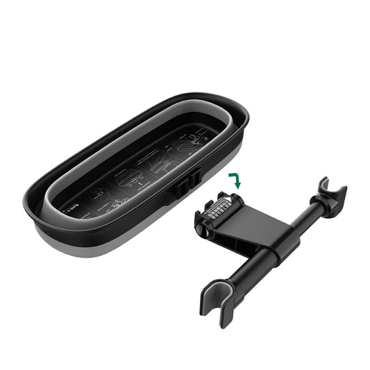 L65 Car Rear Seat Headrest Storage Box ABS+TPU Headrest Organizer Case with Mirror Function