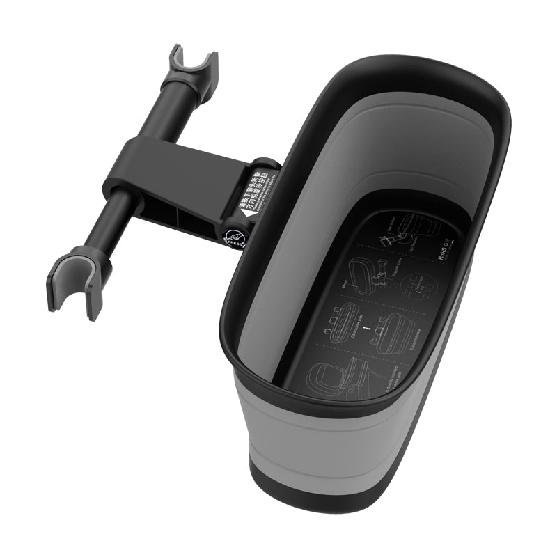 L65 Car Rear Seat Headrest Storage Box ABS+TPU Headrest Organizer Case with Mirror Function