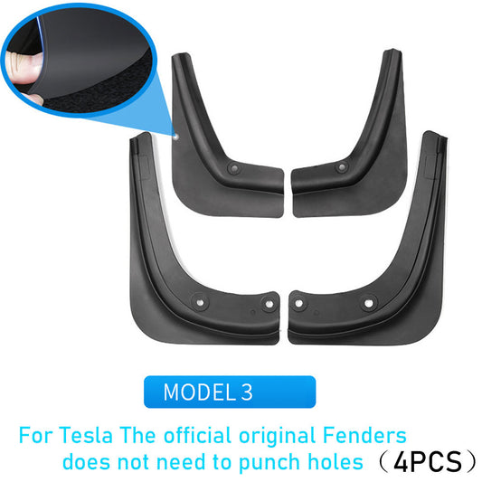 TSLZH151 4Pcs / Set Car Fenders for Tesla Model 3 , Front Rear TPE Mud Splash Guards Mudguards