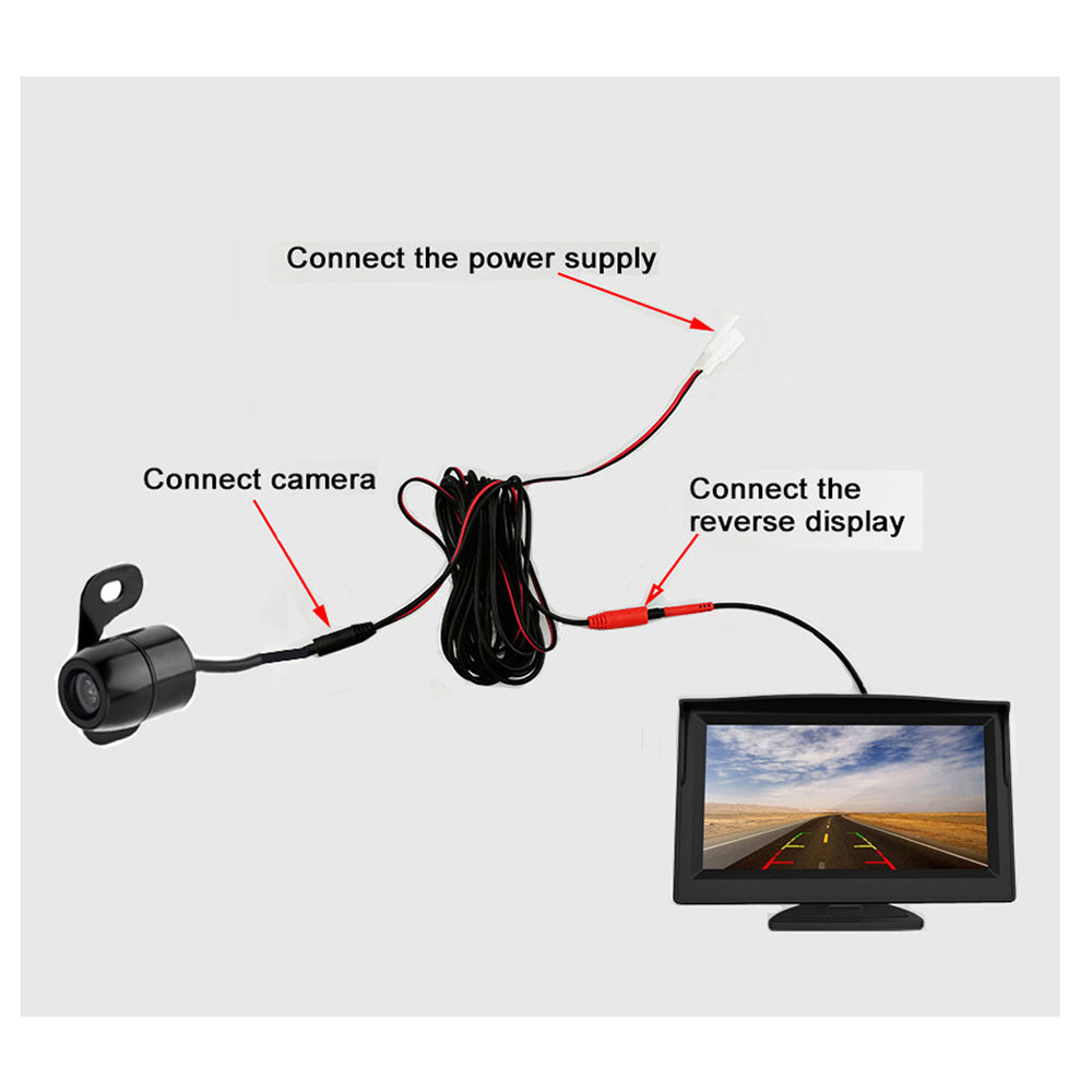 RH-303 4.3-inch TFT LCD Video Display Monitor with Mini Rear View Camera Parking and Reverse System Kit