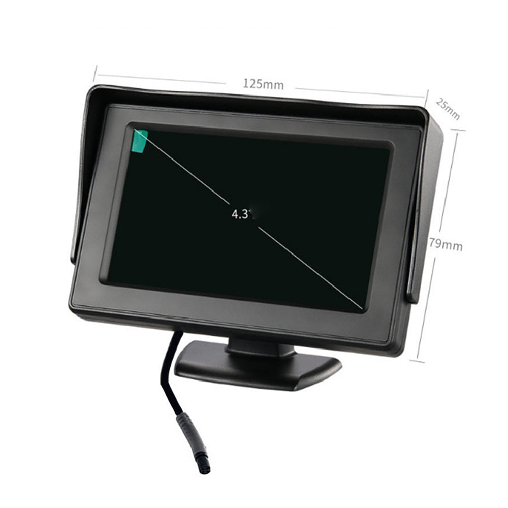 RH-302 4.3-inch TFT LCD Video Display Monitor with HD Square Rear View Camera Parking and Reverse System Kit