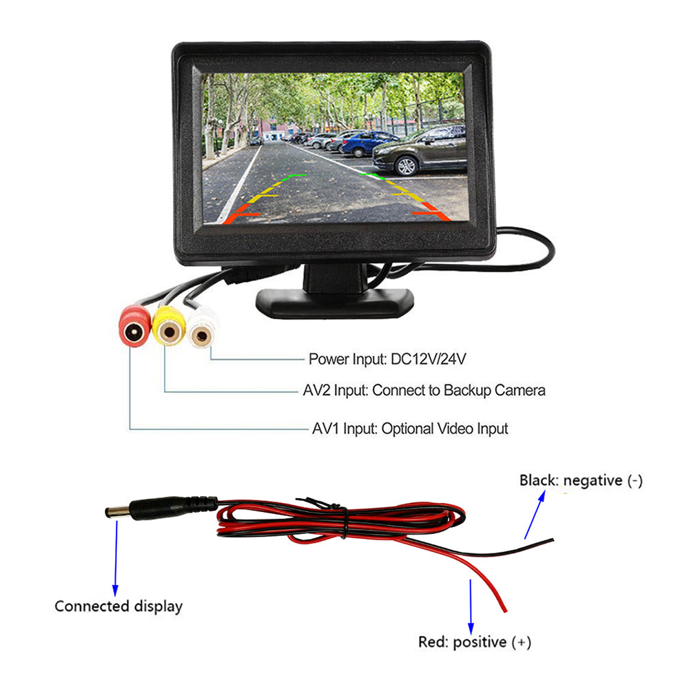 RH-301 4.3-inch Car Parking Monitor High-Definition Display Dual AV Input Vehicle Reversing Image Screen