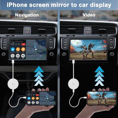 THT-020-6-1 Wired Car Mirror Adapter for iPhone Carplay to Car Display Adapter with USB-A Adapter, AI BOX Carplay Mirror Dongle