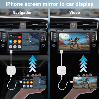 THT-020-7 Car Mirror Adapter AI BOX for iPhone Carplay to Car Display Adapter with USB-C Adapter, Wired Carplay Mirror Dongle