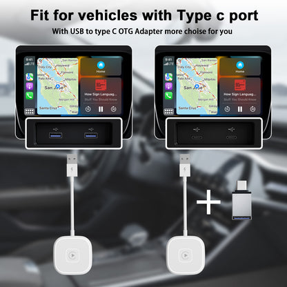 THT-020-4 Wireless CarPlay Adapter, CarPlay Dongle AI BOX for Wired CarPlay Cars, Wired to Wireless CarPlay Converter