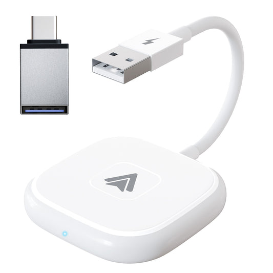 THT-020-4+ Wireless CarPlay Adapter Wired to Wireless Android Auto CarPlay Converter Support USB / Type-C Interface