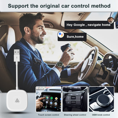 THT-020-4+ Wireless CarPlay Adapter Wired to Wireless Android Auto CarPlay Converter Support USB / Type-C Interface