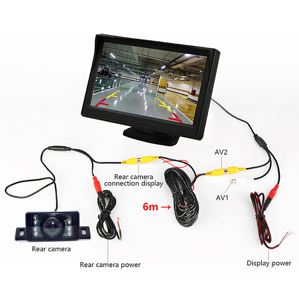 RH-308 Car Rear View Mirror Display 4.3-Inch Truck Rearview Mirror Screen with Short License Plate Camera