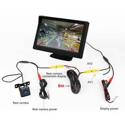 RH-306 4.3-Inch Screen Car Rear View Backup Mirror Rearview Monitor with HD Square Camera (AV Cable)
