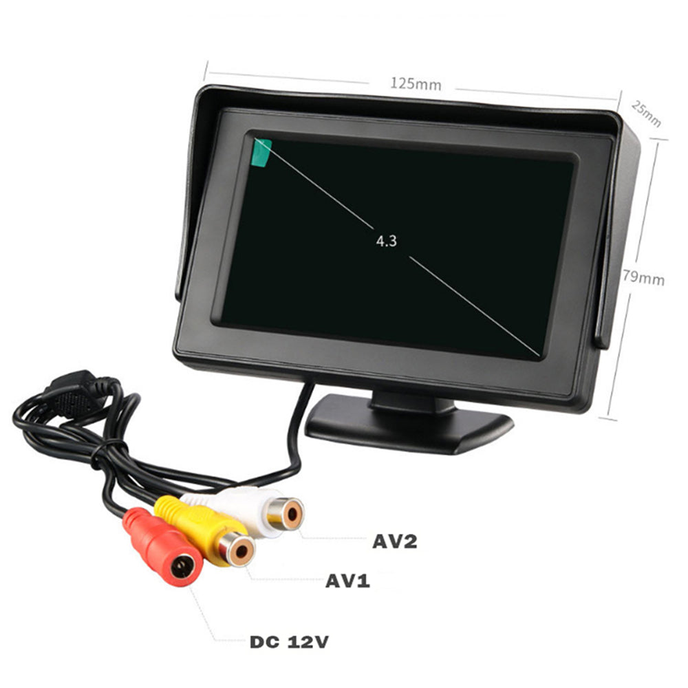 RH-306 4.3-Inch Screen Car Rear View Backup Mirror Rearview Monitor with HD Square Camera (AV Cable)