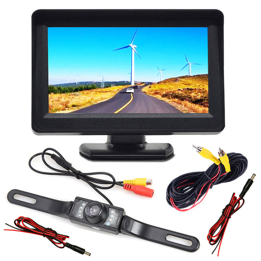 RH-309 4.3-inch LCD Car Monitor Camera Rear View Parking System Kit with License Plate Camera (AV Cable)