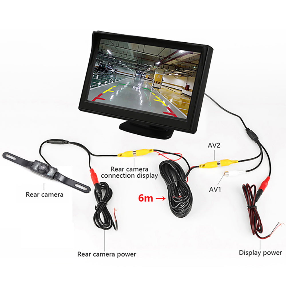 RH-309 4.3-inch LCD Car Monitor Camera Rear View Parking System Kit with License Plate Camera (AV Cable)