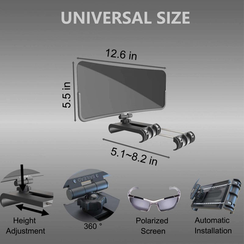 360 Degree Adjustable Car Visor Extender Windshield Shade Car Visor Polarised Sunshade Extender for Front Seat Driver