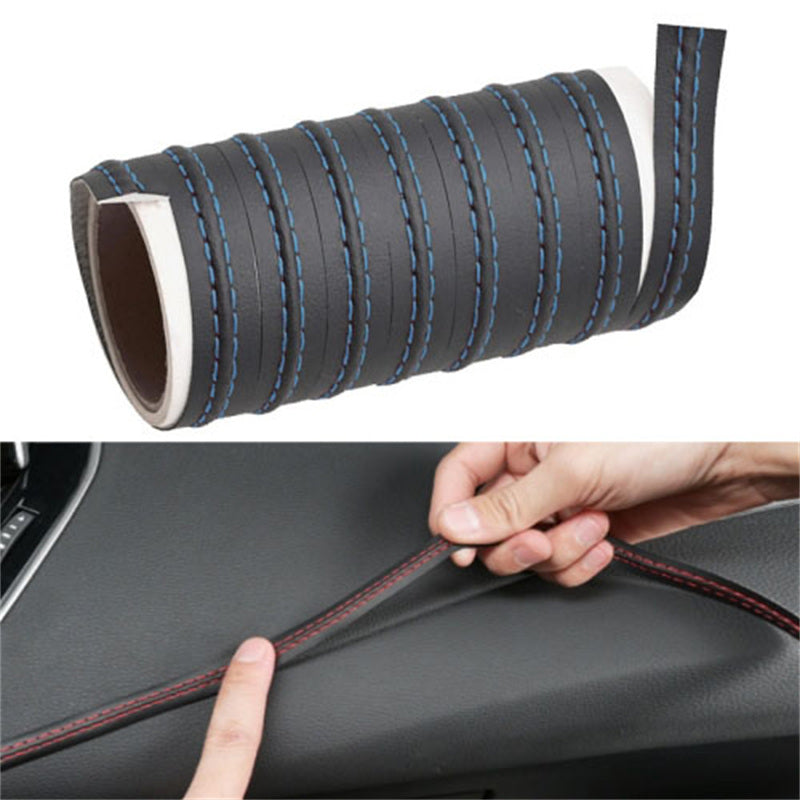 8m Car Interior Trim Strip Automobile Center Console PU Leather Adhesive Decorative Strip