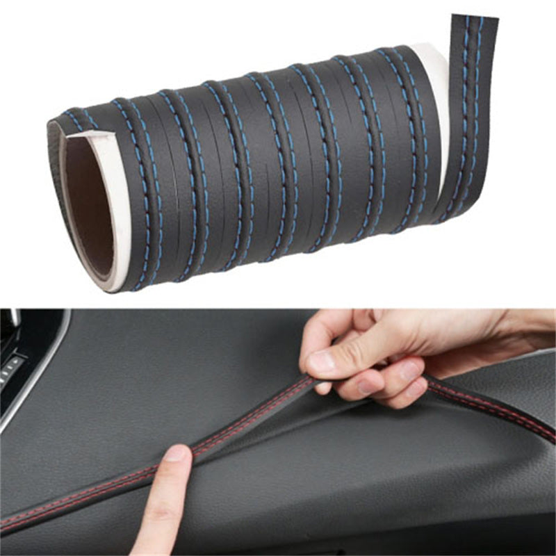 2m Car Center Console Decorative Strip PU Leather Adhesive Interior Trim Strip