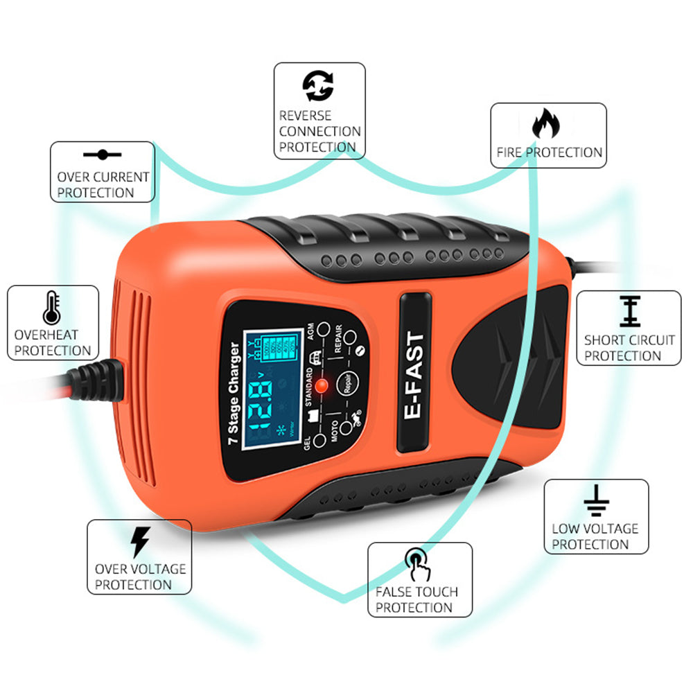 E-FAST zyx-J20 12V 7A 7-Stage Battery Charger Car Motorcycle Lead-Acid Battery Charger Maintainer