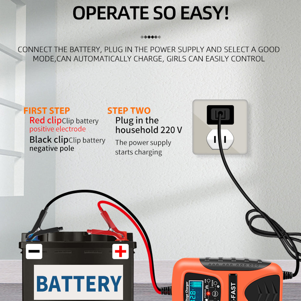 E-FAST zyx-J20 12V 7A 7-Stage Battery Charger Car Motorcycle Lead-Acid Battery Charger Maintainer