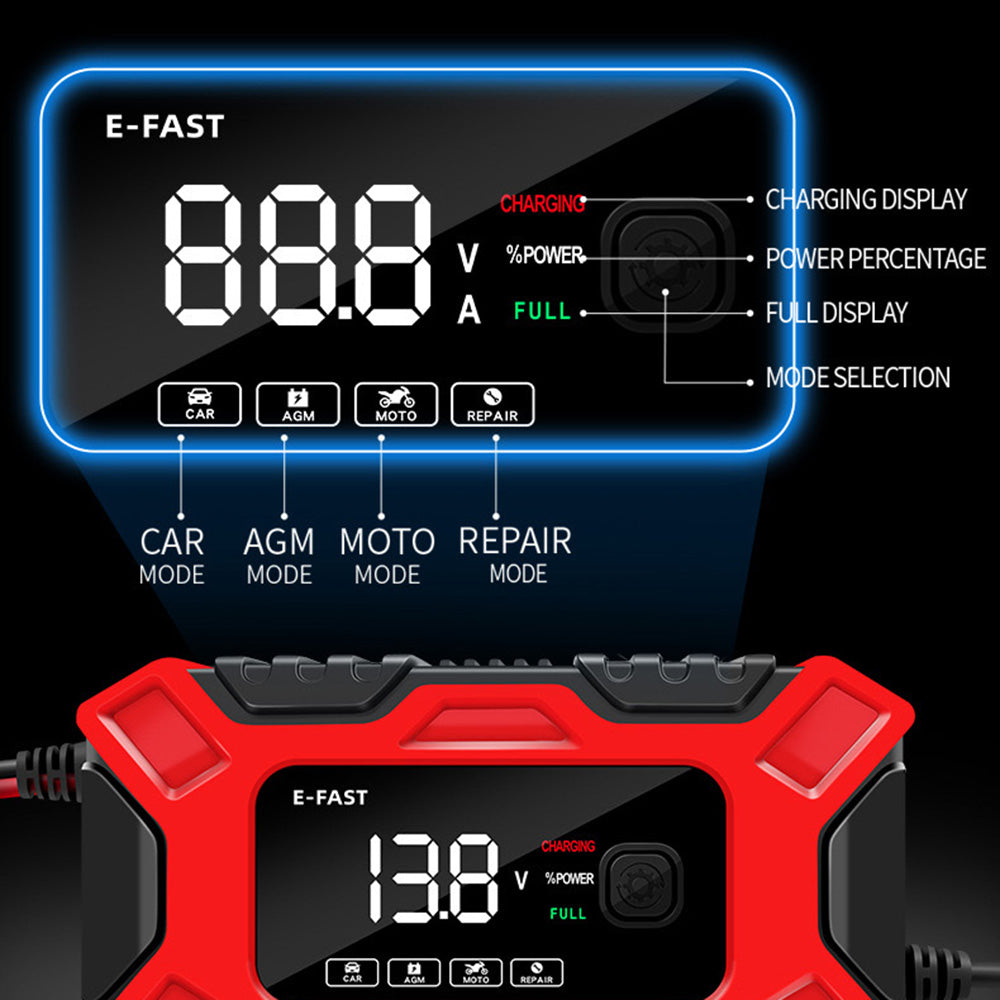 E-FAST TK300 12V Car Motorcycle Battery Charger Lead-Acid Battery Restore Charger