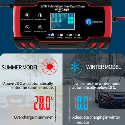 ANHTCZYX ZYX-J30 12V / 24V 3-Stage Smart Battery Charger Car Motorcycle Battery Restore Charger