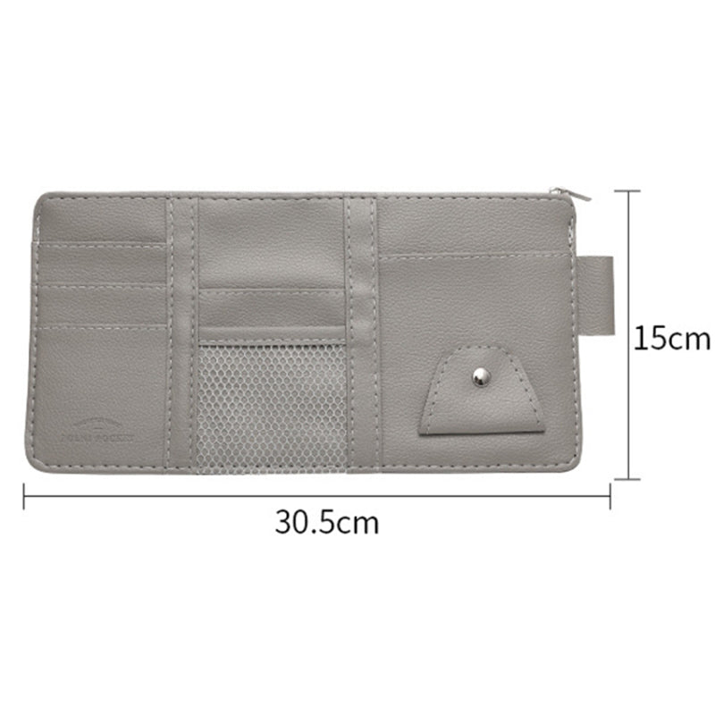 Car Sun Visor Decorative Storage Bag PU Leather Bill Glasses Cards CD Holder Storage Bag (No Zipper)