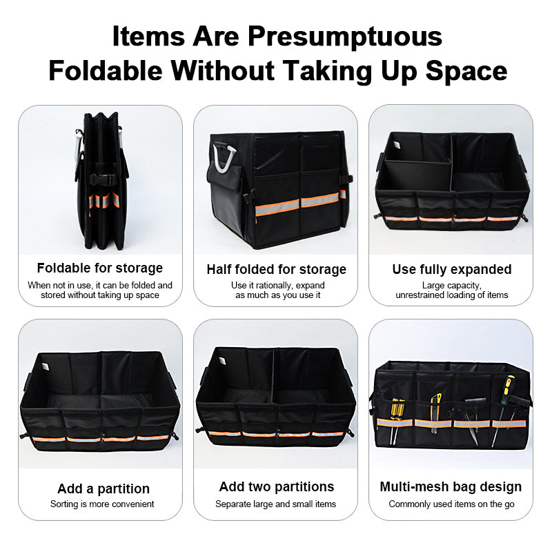 YH-4331 100L Car Trunk Storage Box Storage Case Outdoor Travel Trunk Organizer with Lid for SUV
