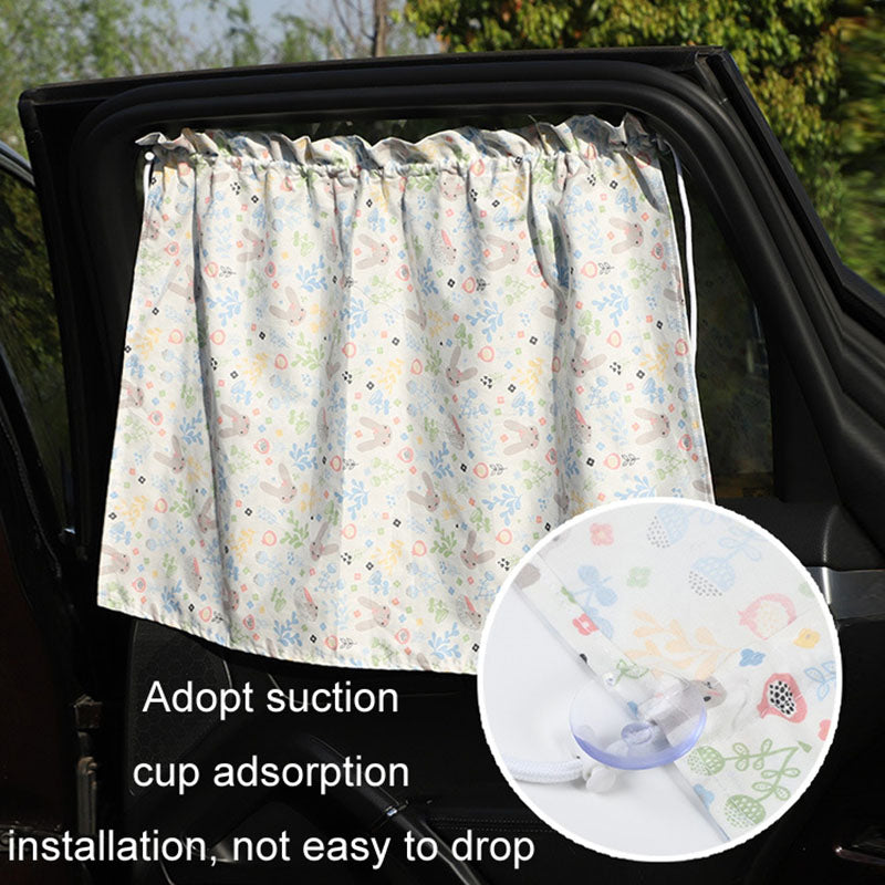 Cute Pattern Printed Car Window Anti-UV Curtain Cotton Cloth Vehicle Side Window Sun Shade Curtain