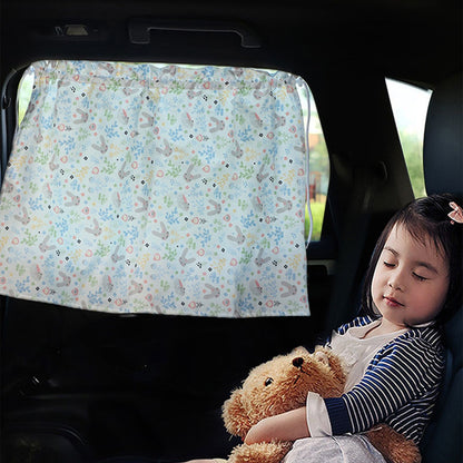 Cute Pattern Printed Car Window Anti-UV Curtain Cotton Cloth Vehicle Side Window Sun Shade Curtain