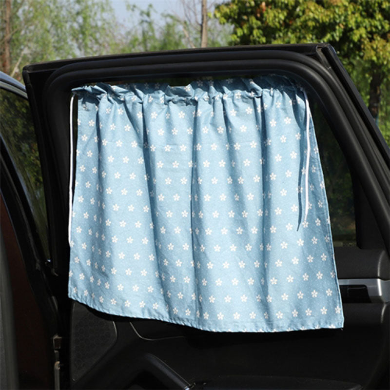 Cute Pattern Printed Car Window Anti-UV Curtain Cotton Cloth Vehicle Side Window Sun Shade Curtain