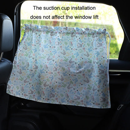 Cute Pattern Printed Car Window Anti-UV Curtain Cotton Cloth Vehicle Side Window Sun Shade Curtain