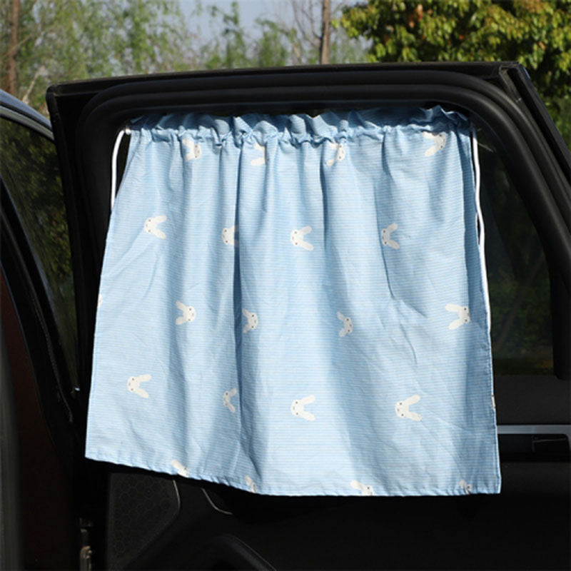 Cute Pattern Printed Car Window Anti-UV Curtain Cotton Cloth Vehicle Side Window Sun Shade Curtain