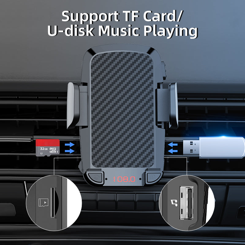 CS14 Gravitational Car Mount Air Vent Phone Holder Bracket MP3 Player FM Bluetooth Transmitter