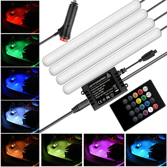 F8 Car Interior LED Light Bar RGB Bluetooth Voice Control Light Strip Cigarette Lighter Auto Ambient Lamp