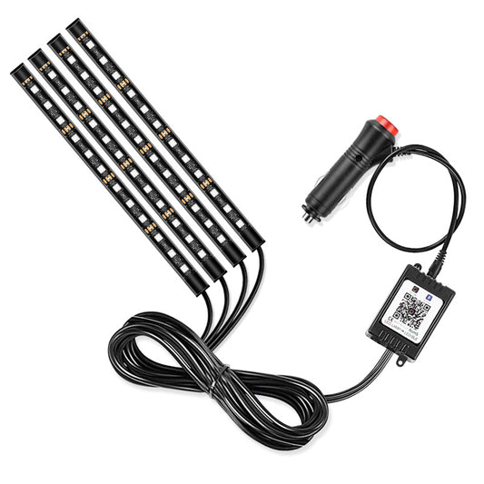 E8 48LED Bluetooth Colorful Light Bar Car Decorative Strip Light 12V Cigarette Lighter APP Control Ambient Light