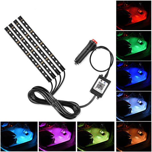 E8 48LED Bluetooth Colorful Light Bar Car Decorative Strip Light 12V Cigarette Lighter APP Control Ambient Light
