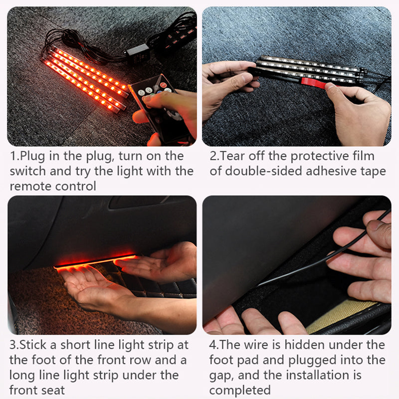 E8 48LED Bluetooth Colorful Light Bar Car Decorative Strip Light 12V Cigarette Lighter APP Control Ambient Light