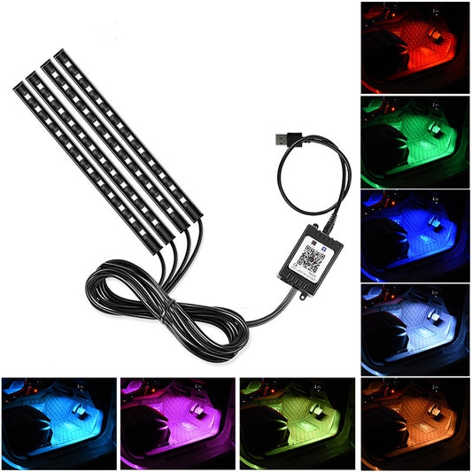 E8U48 Bluetooth Colorful Light Bar 5V USB Car Decorative Strip Light APP Control 48LED Ambient Light