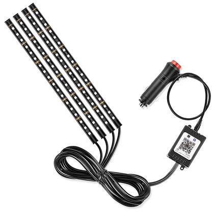 E9 72LED Car RGB Ambient Light Cigarette Lighter 12V Bluetooth APP Control Car Decoration Light Strip